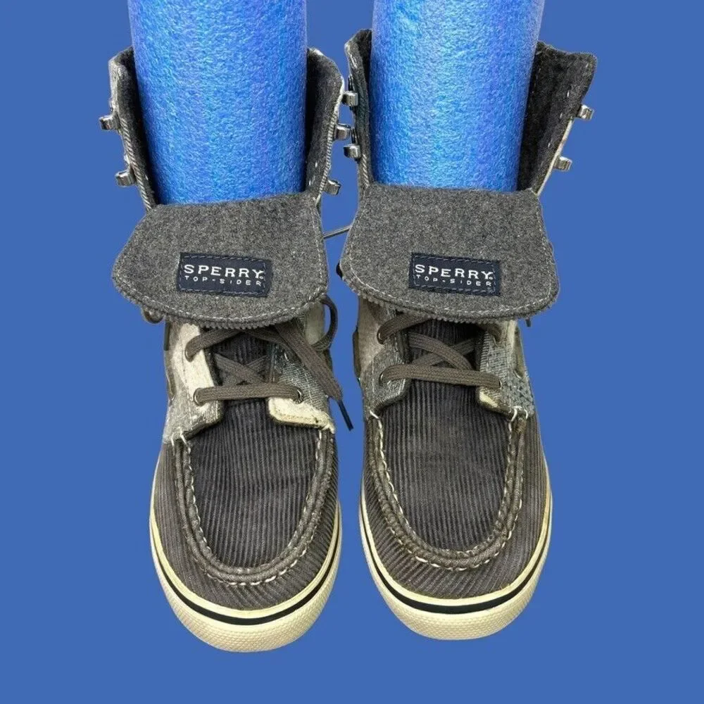 SPERRY TOP-SIDER Acklins Sequin Charcoal Corduroy Ankle Shoes‎ Boot Womens 7M